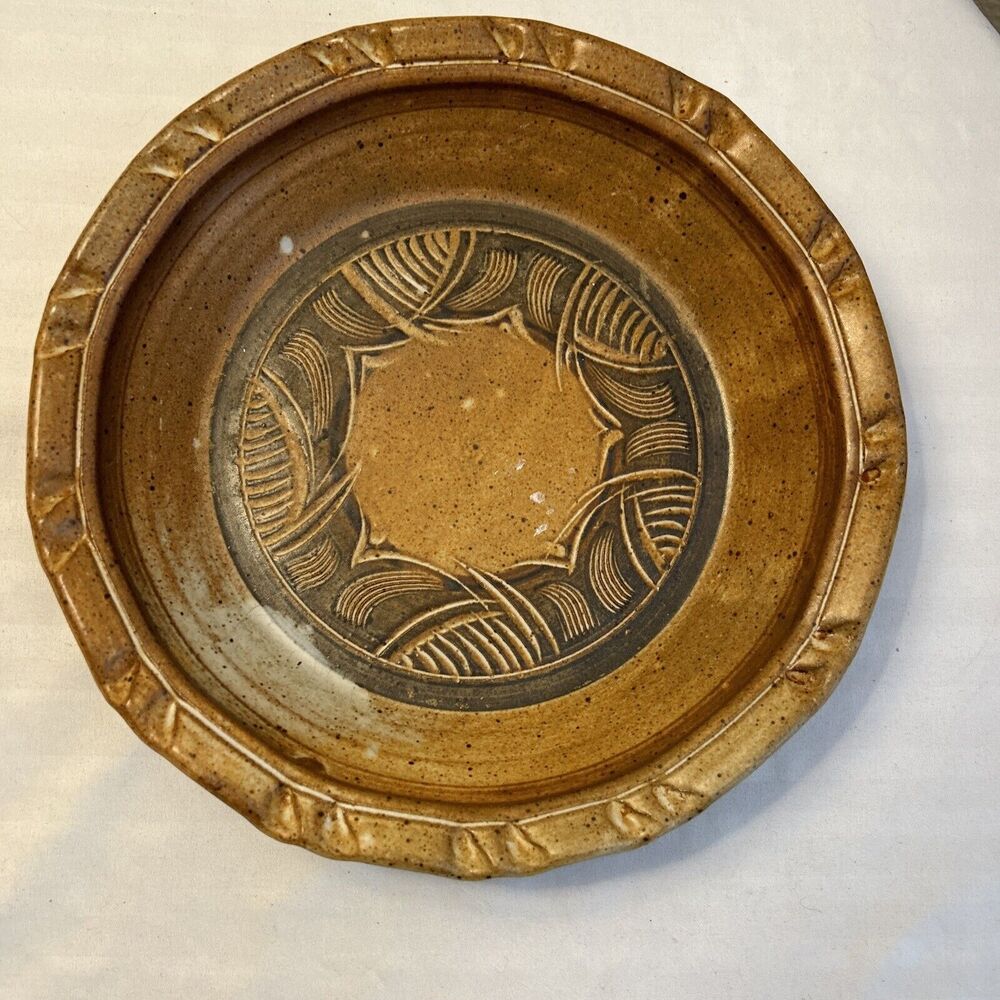 Lori Sargent Art Pottery Pie Dish 10” Signed 1991